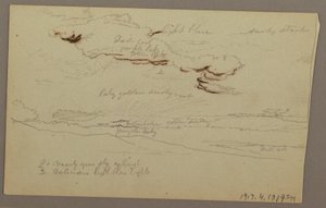 Dessin, coucher de soleil, peut-être 1860