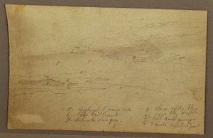 Dessin, coucher de soleil, peut-être années 1860 - Frederic Edwin Church