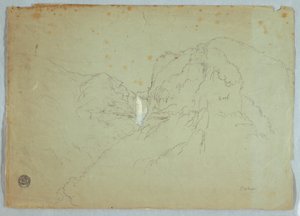 Dessin, chutes de Tequendama près de Bogata, Colombie, 1853 - Frederic Edwin Church