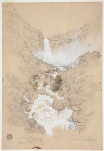 Dessin, chutes de Tequendama près de Bogota, Colombie, juillet 1853
