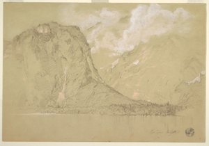 Dessin, Le lac Königssee et les chutes de Schrainbach, juillet 1868 - Frederic Edwin Church