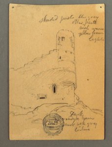 Dessin, Tour du château, Sion, peut-être 1868 - Frederic Edwin Church
