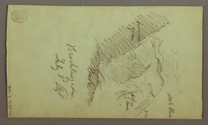 Dessin, tours, toits, portique, toit, juillet 1868 - Frederic Edwin Church