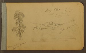 Dessin, arbre, montagnes, 1889 - Frederic Edwin Church
