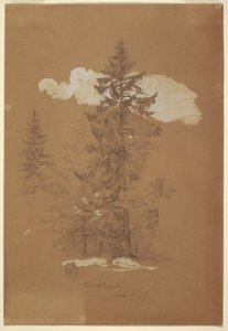 Dessin, arbres, Berchtesgaden, Bavière, 3 juillet 1868 - Frederic Edwin Church