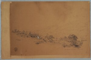 Dessin, vallée avec la scierie McAllisters, Colombie, juin 1853 - Frederic Edwin Church