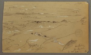 Dessin, vue sur Wady el-Arabah, 20 février 1868