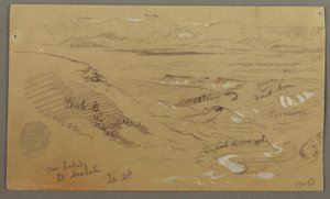 Dessin, Vue de Wady el-Arabah, 20 février, peut-être 1868 - Frederic Edwin Church