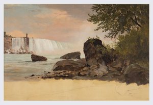 Dessin, vue des chutes canadiennes et de l