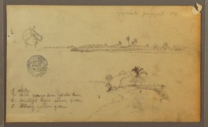 Dessin, Vues de la rive orientale de la rivière Guayas, en face de Guayaquil, Équateur, mai 1857 - Frederic Edwin Church