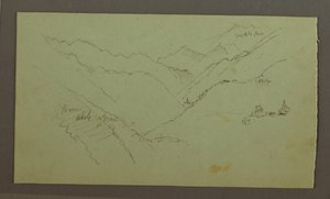 Dessin, village et vallée montagneuse escarpée (Alpes), 1868-69 - Frederic Edwin Church