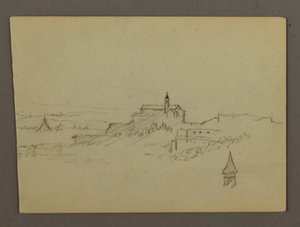 Dessin, Village sur la colline, peut-être 1868-69 - Frederic Edwin Church