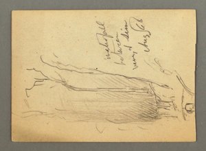 Dessin, cascade entre Veney et Sion, vallée du Rhône, Suisse, août 1868 - Frederic Edwin Church