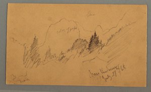 Dessin, sommets boisés, 27 juillet 1868 - Frederic Edwin Church