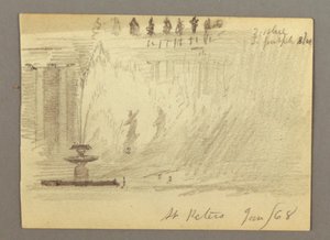 Fontaine sur la place de la basilique Saint-Pierre, Rome, Italie - Frederic Edwin Church