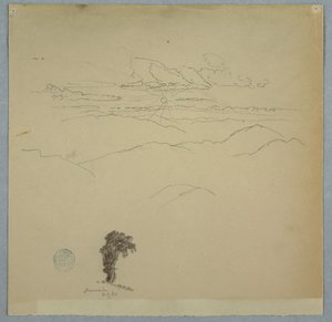 Paysage montagneux avec un coucher de soleil et un arbre, Jamaïque - Frederic Edwin Church