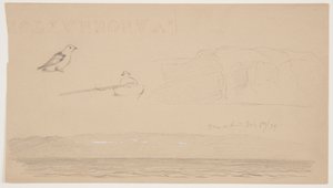 Croquis du Labrador de la neige sur la terre, homme dans un bateau et oiseau - Frederic Edwin Church