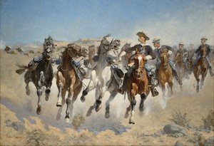 Démonté : Les quatrièmes cavaliers déplaçant les chevaux menés, 1890 - Frederic Remington