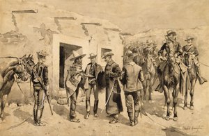 U. Cavalerie américaine chassant les hommes de Garza sur le Rio Grande - Frederic Remington