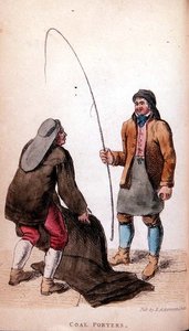 Les porteurs de charbon de Ackermanns World in Miniature, 19ème siècle (lithographie en couleur)