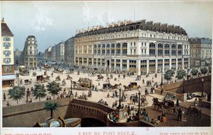 Vue extérieure de La Belle Jardinière, rue du Pont Neuf à Paris au XIXe siècle