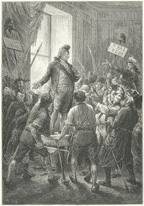Louis XVI de France forcé de porter un bonnet phrygien par les sans-culottes après leur invasion du palais des Tuileries