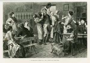 Un hirtztag, une sorte de carnaval où tout est permis pour les femmes, dans le Sundgau. Gravure pour illustrer l