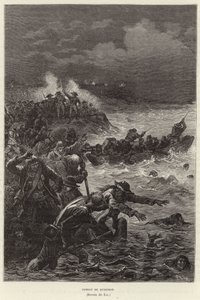 Combat de Quiberon. Partisans de la Chouannerie et du soulèvement de la Vendée tentant de fuir les forces républicaines à Quiberon, France, Révolution française - Frederic Theodore Lix