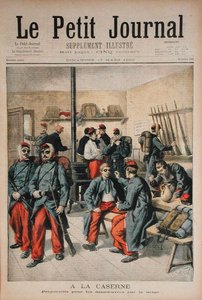 Dans la caserne, préparation aux manœuvres dans la neige, illustration du Petit Journal, 17 mars 1895 - Frederic Theodore Lix