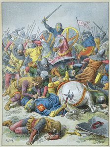 Le roi Philippe Auguste à la bataille de Bouvines en 1214 (gravure) - Frederic Theodore Lix