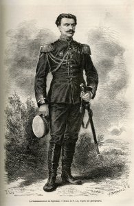 Portrait du voyageur et narrateur Lieutenant Colonel de Prjewalski (illustration du voyage en Mongolie et au pays des Tangoutes, 1870-1873, par le Lieutenant Colonel de Prjewalski) - Frederic Theodore Lix