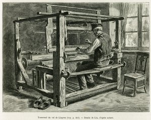 Tisserand de la vallée de Liepvre. Gravure de Lix, pour illustrer le récit À travers l