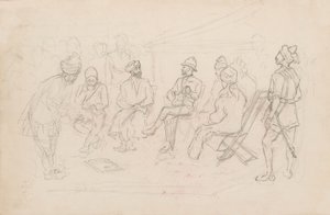 La rencontre entre Cavagnari et le Khan de Lalpura à Dakka en février 1879