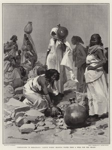 Campagne en Somalie, femmes indigènes puisant de l