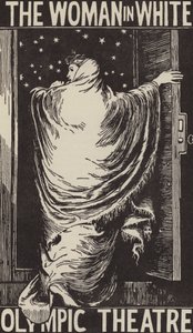 Affiche pour une adaptation théâtrale du roman de Wilkie Collins La Femme en blanc au Olympic Theatre, Londres
