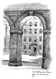Lamb Building, Temple, depuis les cloîtres, Londres, 1912
