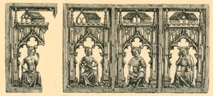 Chevaliers et dames assis sous des dais, panneau d
