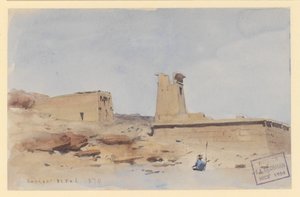 Le temple de Dendur, avec le pylône et la terrasse - Frederick Arthur Bridgman