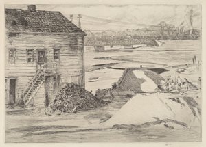 Marée basse, pont de Cos Cob, 1915