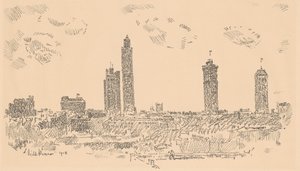 Skyline de New York, bâtiments sombres, 1918 - Frederick Childe Hassam