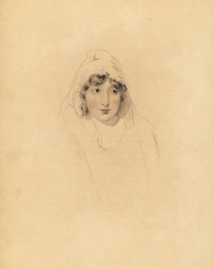 Portrait de Lady Augusta Lowther, comtesse de Fane, épouse du 1er comte de Lonsdale. Gravure teintée à la main de Frederick Christian Lewis d