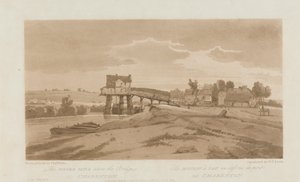 Le moulin à eau au-dessus du pont de Charenton 1803 ; Planche 20 des Vues de Paris, le volume Emmanuel traçant la planche B181.25.2629 - Frederick Christian Lewis the Elder