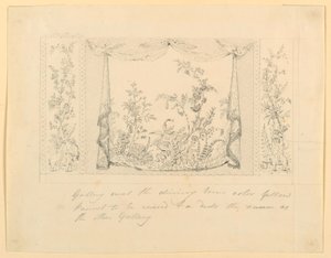 Dessin, The Royal Pavilion, Brighton, Blue (South) Drawing Room, Proposed Wall Decoration, ca. 1820 - Frederick Crace