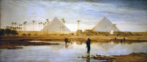 Le gué vers le village près des pyramides - Frederick Goodall