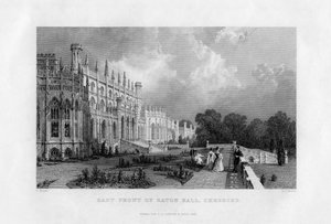 Façade est de Eaton Hall, Cheshire, 1845