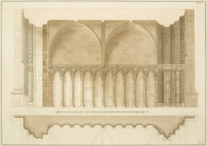Porte du collège, section et plan - Frederick Mackenzie