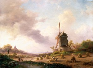 Moissonneurs dans un paysage étendu, 1850 - Frederick Marianus Kruseman