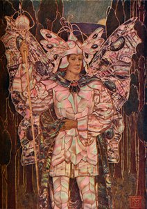 Panneau en gesso et nacre, vers 1901