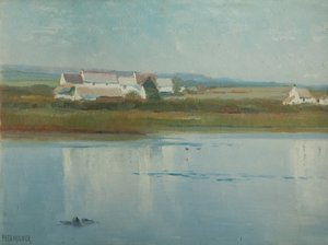 À Marazion - Ferme au bord de la rivière - Frederick Milner