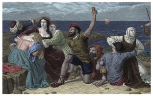 Pirates de la mer Méditerranée jouant aux prisonniers (illustration)